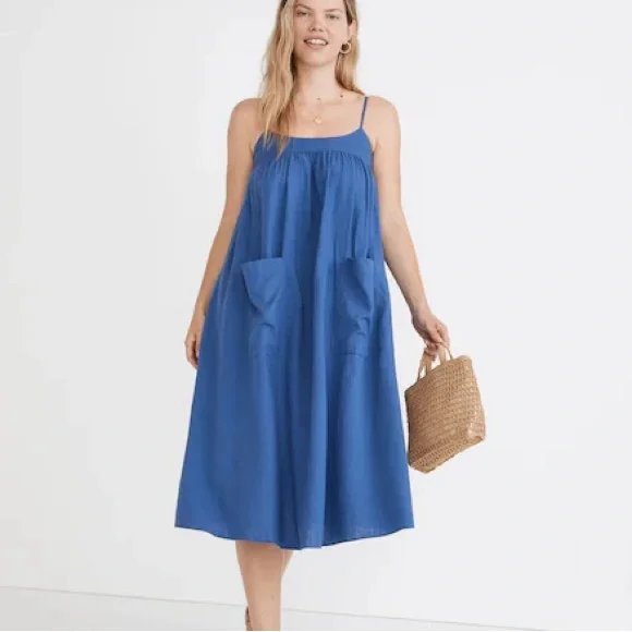 NWT Madewell linen blend periwinkle dress - Picture 4 of 9